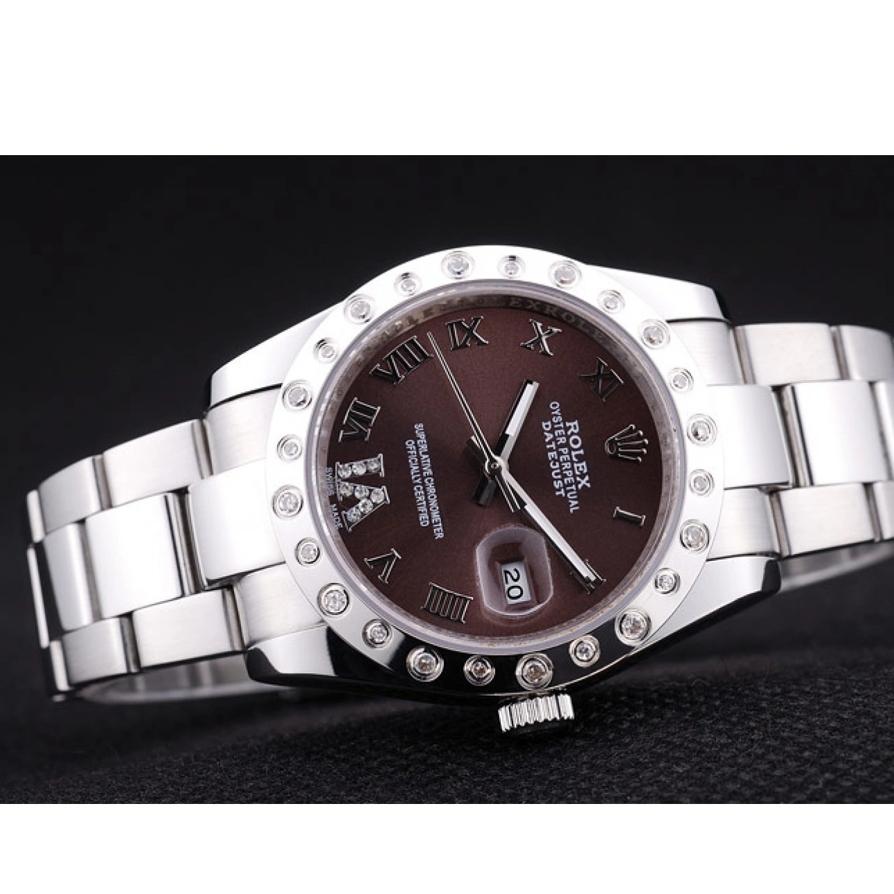 Best AAA Replica Sites Rolex Brown Diamond 7466 Bezel Datejust Dial 1014